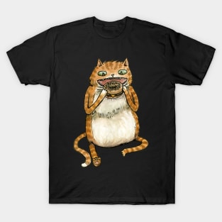 Delighted Cat with a Breakfast Sandwich T-Shirt